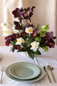 Low table centrepiece for Corporate lunch by Kris McKee Floral Design